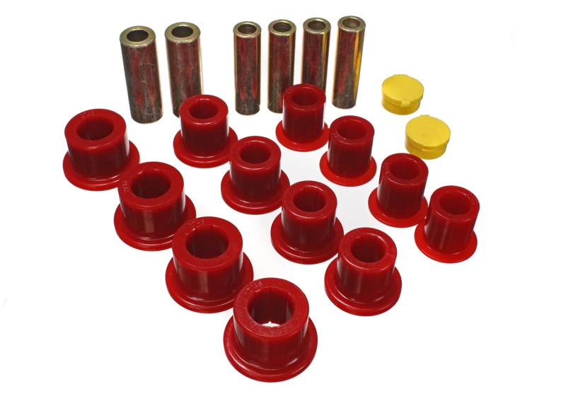Ford F-250 Super Duty Leaf Spring Bushing Set - Front - Energy Suspension - Hyper-Flex Performance Polyurethane - Red - `99-`04